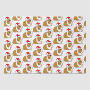 Guinea Pig in a Santa Hat at Christmas Tissue Paper