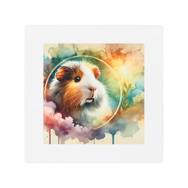 Guinea Pig in a Serene Meadow 160724AREF260 - Wate Metal Print (Front)