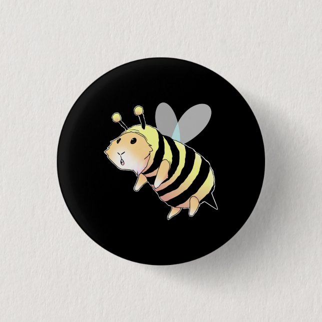 Guinea Pig In Bee Costume Funny Guinea Pig Button (Front)