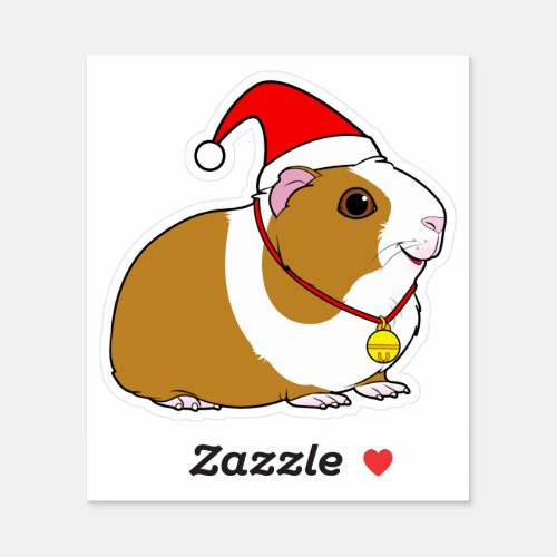 Guinea Pig in Santa Hat and Bell Sticker