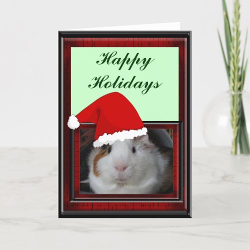 Guinea Pig in Santa Hat Holiday Card