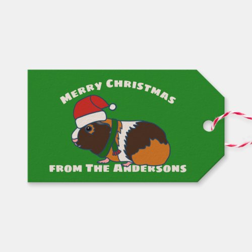 Guinea Pig in Santa Hat Personalized Christmas Gift Tags