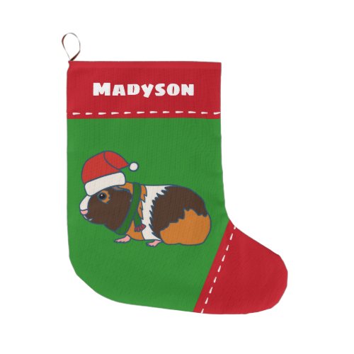Guinea Pig in Santa Hat Personalized Large Christmas Stocking