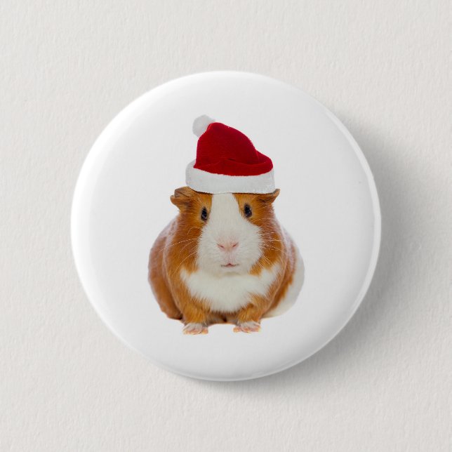 Guinea Pig in Santa's hat Button (Front)