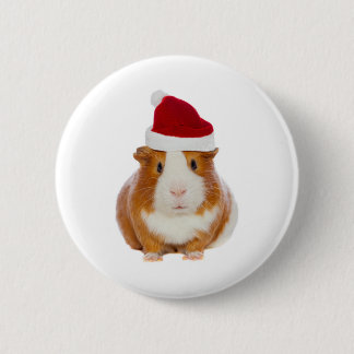 Guinea Pig in Santa's hat Button