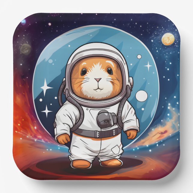 Guinea Pig in Space Paper Plates (Front)