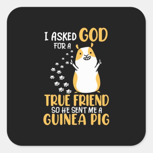 Guinea Pig Is True Friend Square Sticker