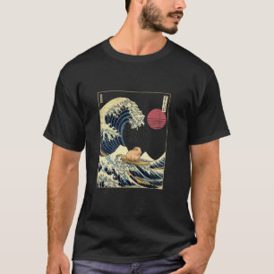 Guinea Pig Kanagawa Wave Funny Surf Animal  T-Shirt