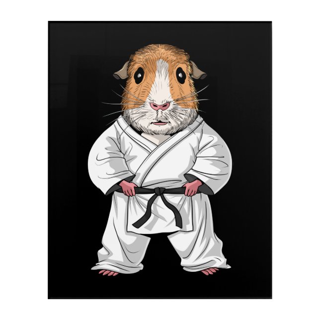 Guinea Pig Karate Acrylic Print (Front)