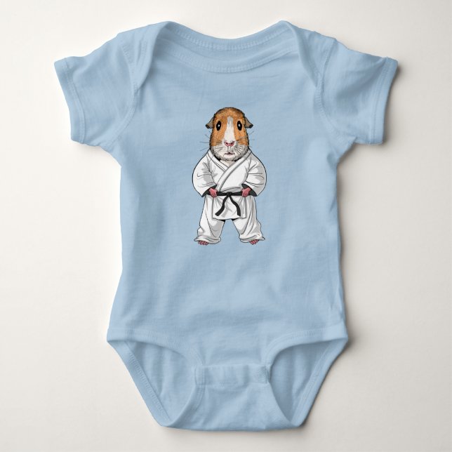 Guinea Pig Karate Baby Bodysuit (Front)