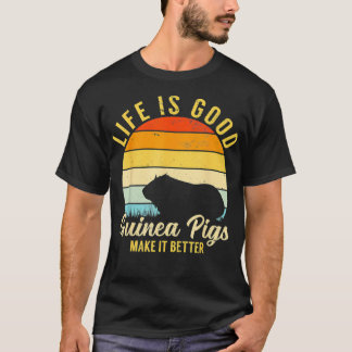 Guinea Pig Life Is Better Vintage Retro Pet Rodent T-Shirt