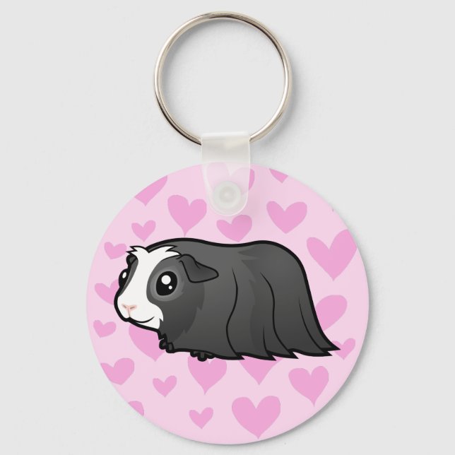 Guinea Pig Love (long hair) Keychain (Front)