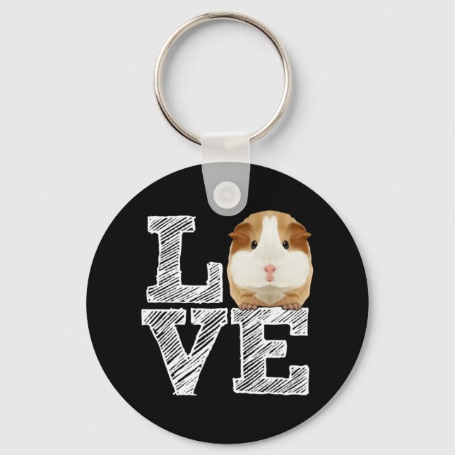 Guinea Pig Love Rodent Wheek Keychain (Front)