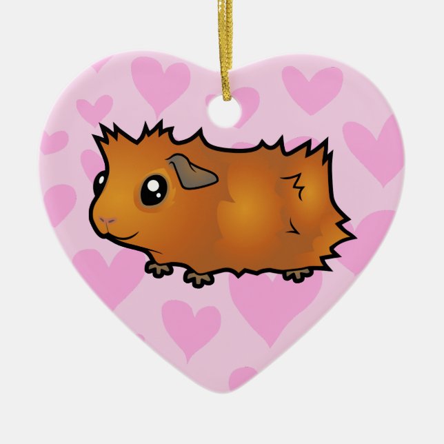 Guinea Pig Love (scruffy) Ceramic Ornament (Front)