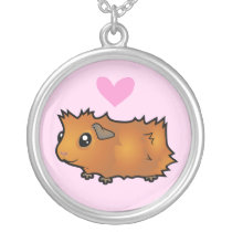 Guinea Pig Love (scruffy) Silver Plated Necklace