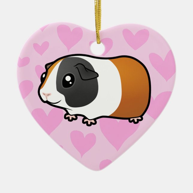 Guinea Pig Love (smooth hair) Ceramic Ornament (Front)