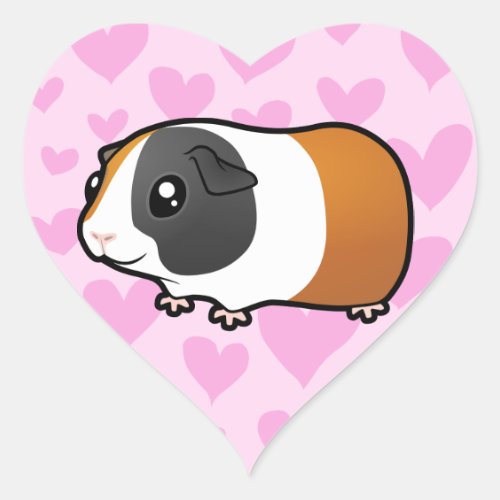 Guinea Pig Love smooth hair Heart Sticker