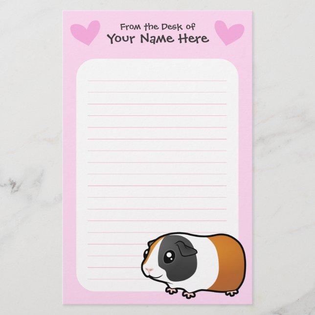 Guinea Pig Love (smooth hair) Stationery (Front)
