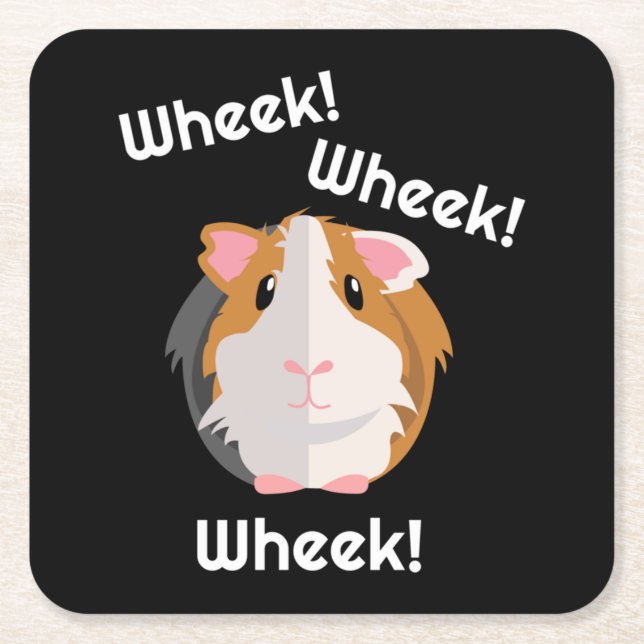Guinea Pig Love Square Paper Coaster (Front)