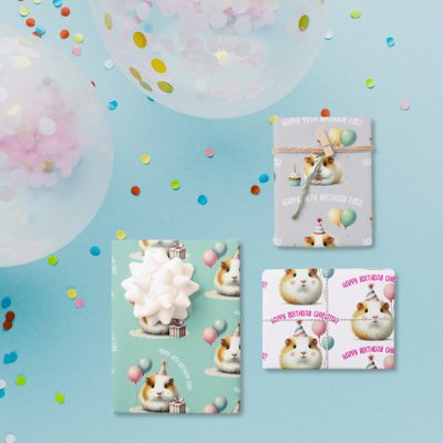 guinea pig lover birthday celebration gift wrapping paper sheets