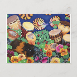 Guinea Pig Magic Carpet Drum Garden Delight Postcard