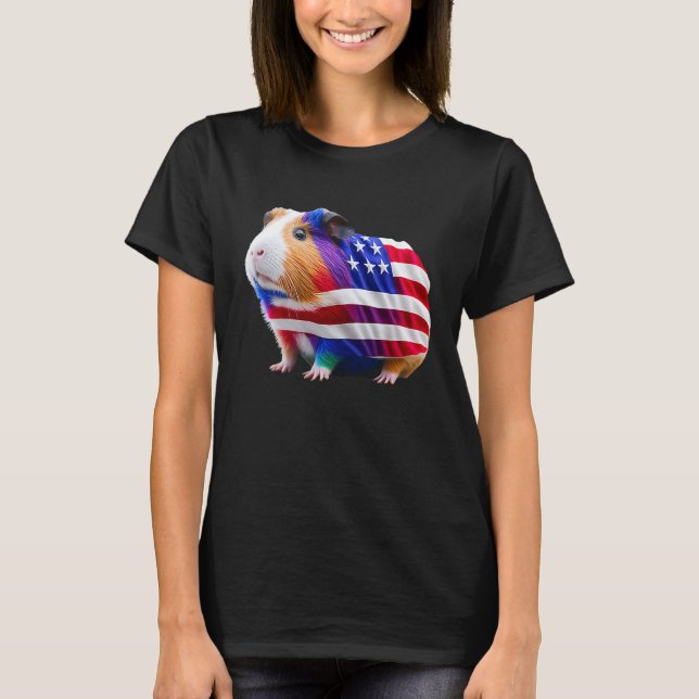 Guinea Pig Mom Dad Funny Piggy 4th July T-Shirt (Front)