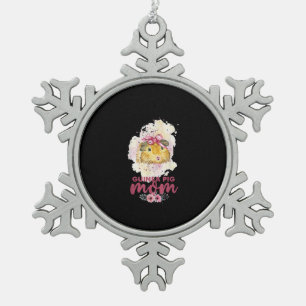 Guinea Pig Mom Floral Mors Day And Christmas Gift Snowflake Pewter Christmas Ornament