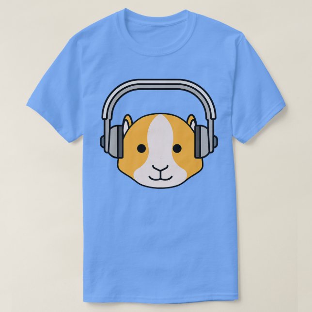 Guinea Pig Music Funny Hamster Headphones DJ Cool  T-Shirt (Design Front)