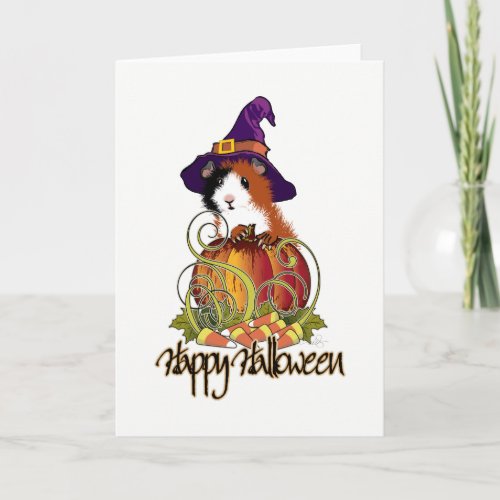 Guinea Pig n Pumpkin Halloween Card