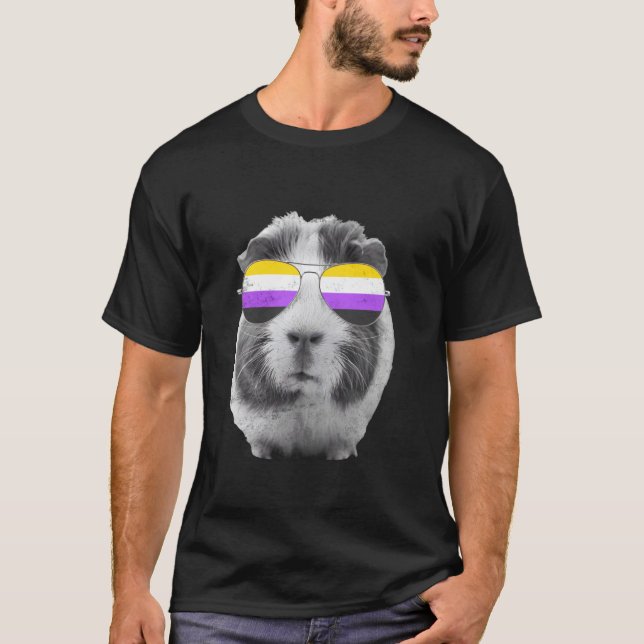 Guinea Pig Nonbinary Pride Sunglasses T-Shirt (Front)