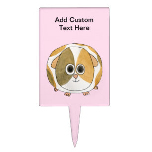 Guinea Pig on Pink. Cake Topper