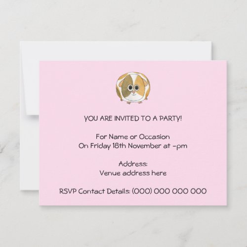 Guinea Pig on Pink Invitation