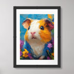 Guinea Pig Painting in a Floral Paradise Framed Art