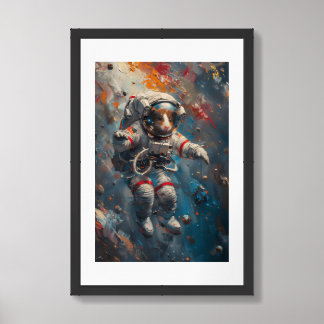 Guinea Pig Painting in Astronaut Suit Floating in  Framed Art