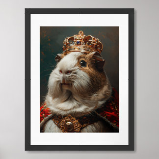 Guinea Pig Painting in Regal Red Robe Framed Art