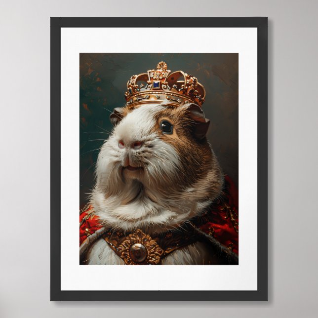 Guinea Pig Painting in Regal Red Robe Framed Art (Framed Front)