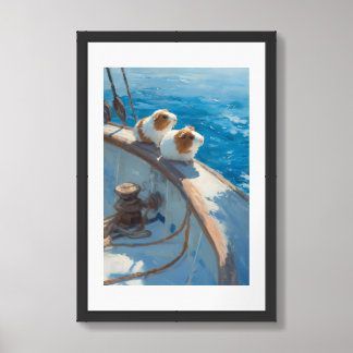 Guinea Pig Painting on a Sailboat Journey Framed Art
