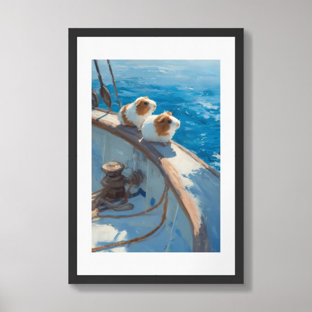 Guinea Pig Painting on a Sailboat Journey Framed Art (Framed Front)