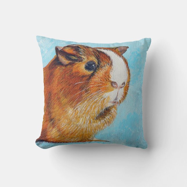 Guinea Pig Painting Throw Pillow (Front)