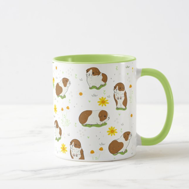 guinea pig pattern with flowers mug (Right)