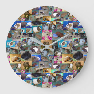 Guinea Pig Photo Collage, Large Wall Clock