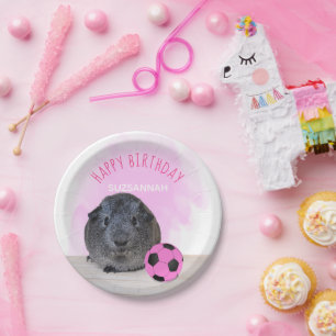 Guinea Pig Pink Soccer Ball Custom Birthday Party Paper Plates