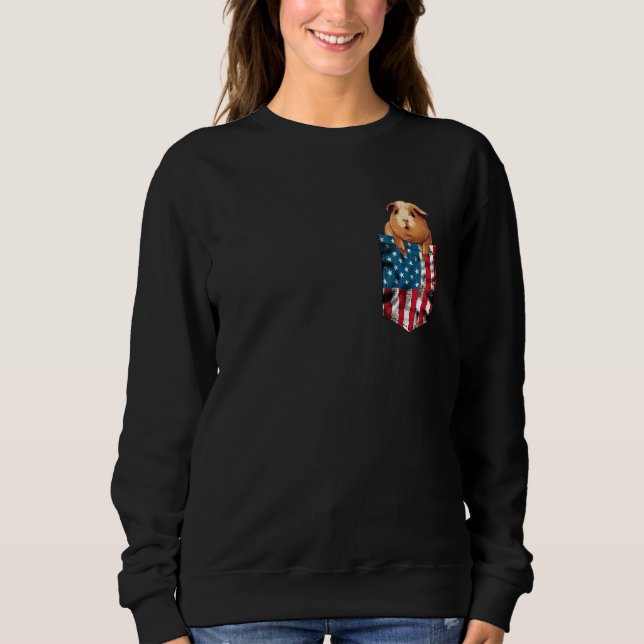Guinea Pig Pocket 4th of July American Flag  Patri Sweatshirt (Front)
