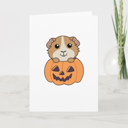 Guinea Pig Pumpkin Sweet Animals Happy Halloween Card