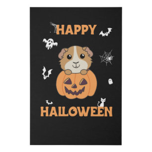 Guinea Pig Pumpkin Sweet Animals Happy Halloween Faux Canvas Print