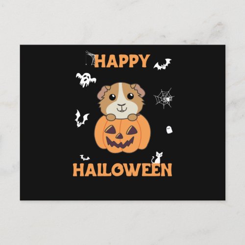 Guinea Pig Pumpkin Sweet Animals Happy Halloween Postcard