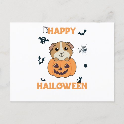 Guinea Pig Pumpkin Sweet Animals Happy Halloween Postcard