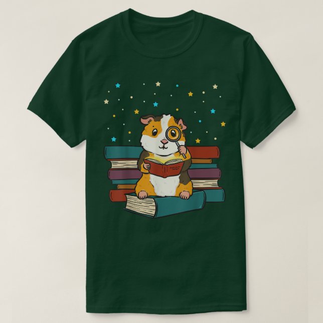 Guinea Pig Reading Books Gift Librarian Nerd Book  T-Shirt (Design Front)