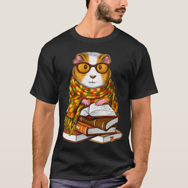 Guinea Pig Reading Books T-Shirt (Front)