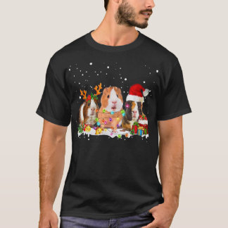 Guinea Pig Reindeer Christmas Lights Tree Xmas Sno T-Shirt